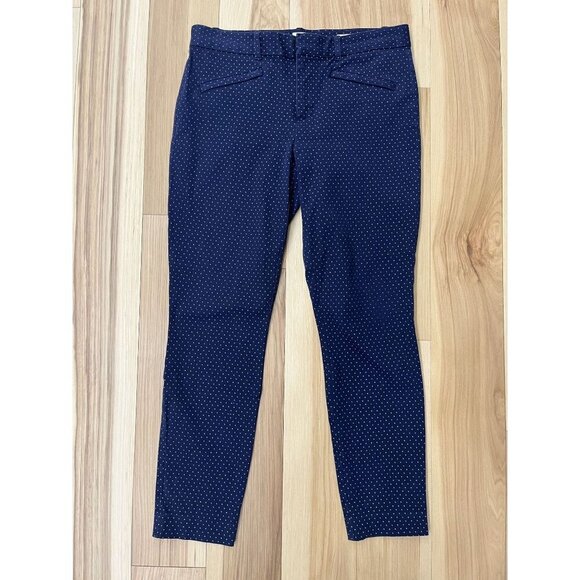 Gap 6R Skinny Ankle Pants Midnight Harbour Dot Cotton Blend EUC - Picture 2 of 5
